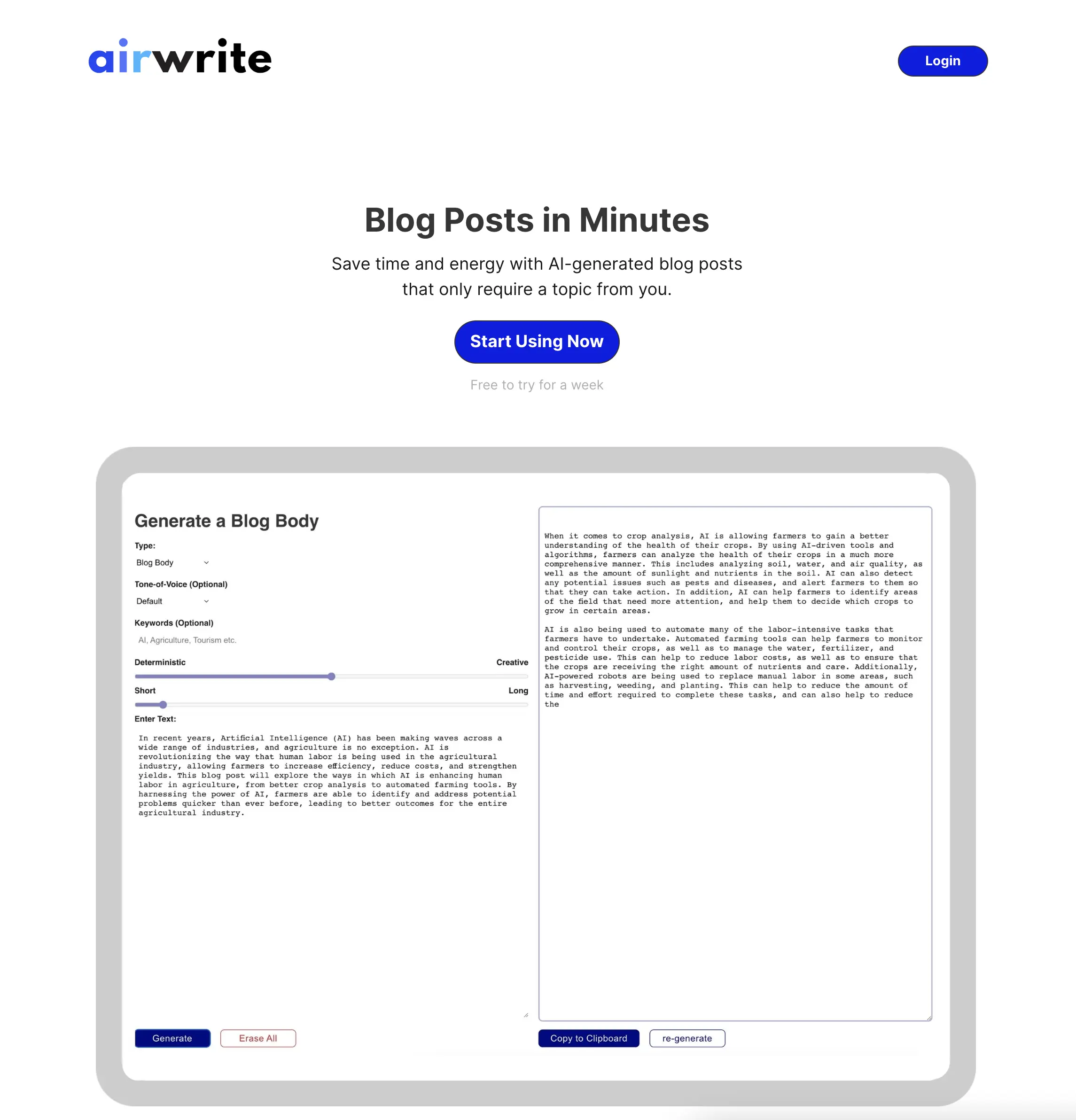 airwrite website screenshot