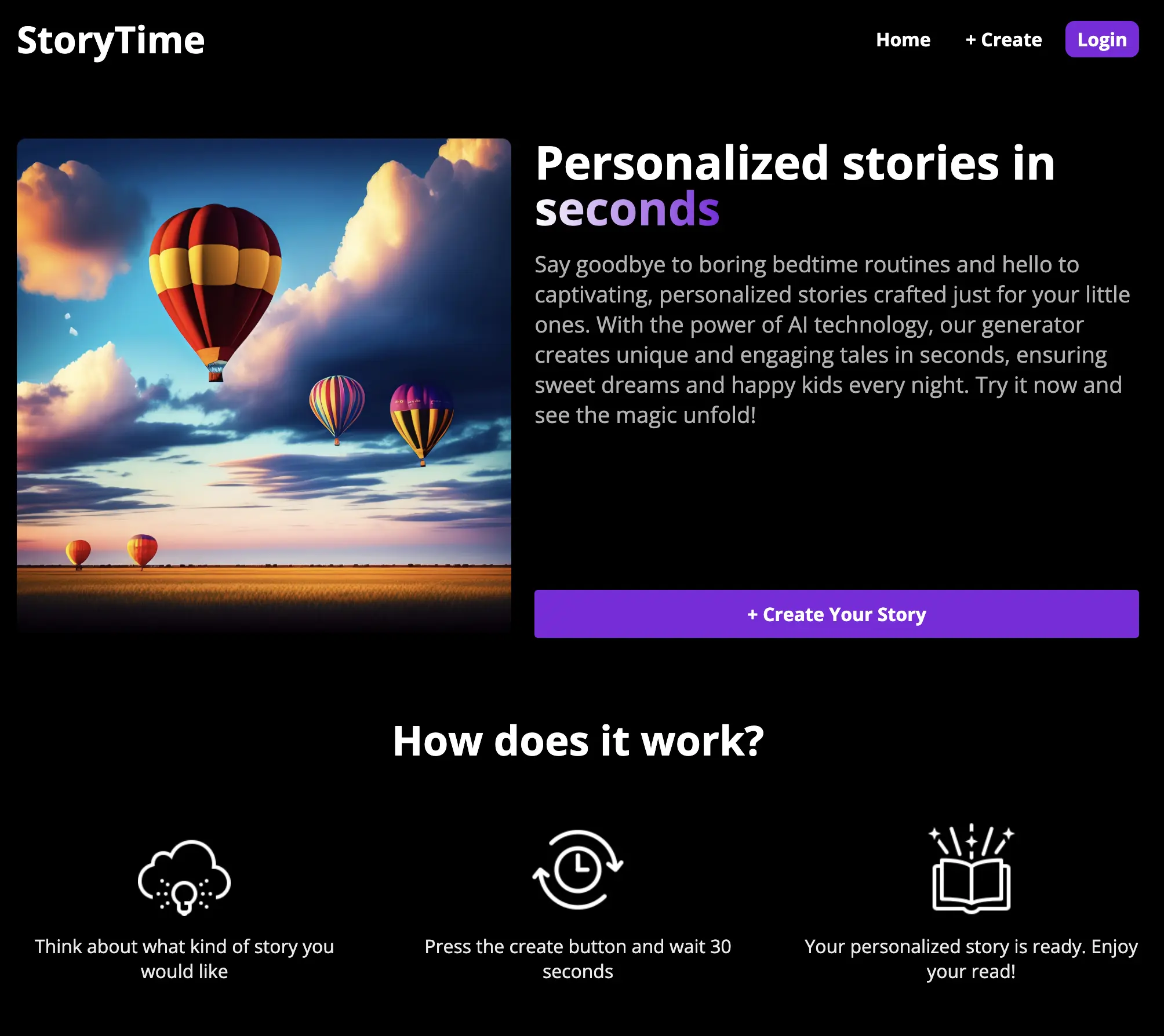 storytime website screenshot